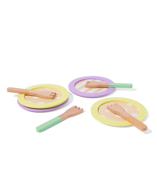 assiettes et fourchettes en bois 8 pièces