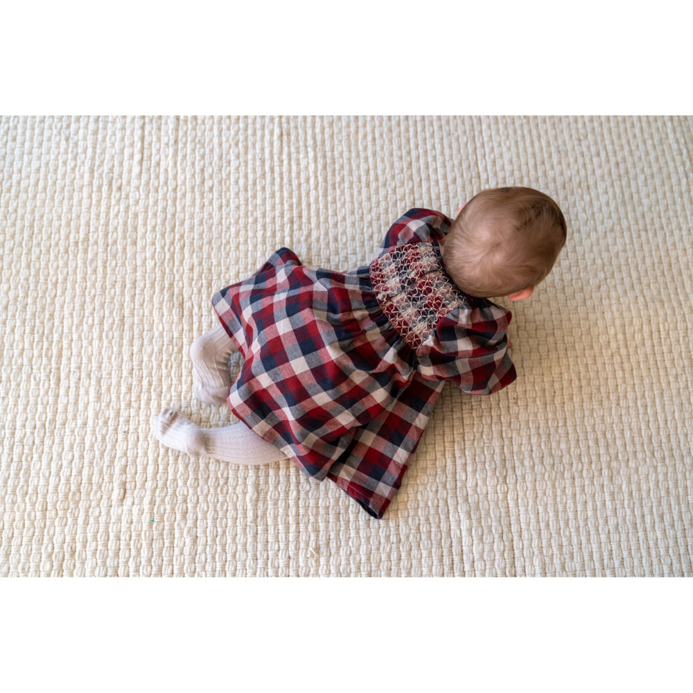 Køb Wheat Red Blue Check Kjole L/S Lace Bella
