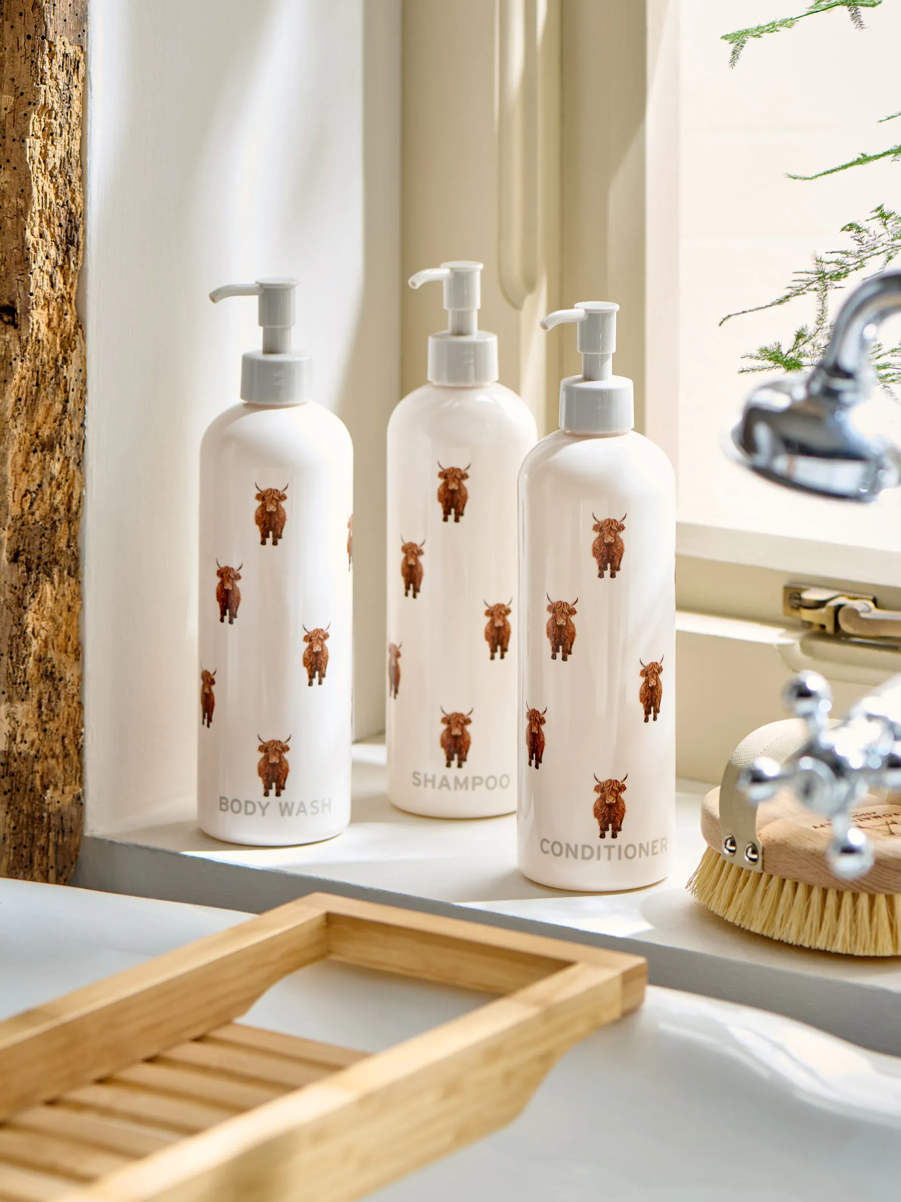 Set van 3 herbruikbare dispenserflessen met Hamish-print