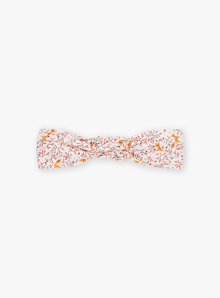 Bandeau écru à imprimé fleuri et renards