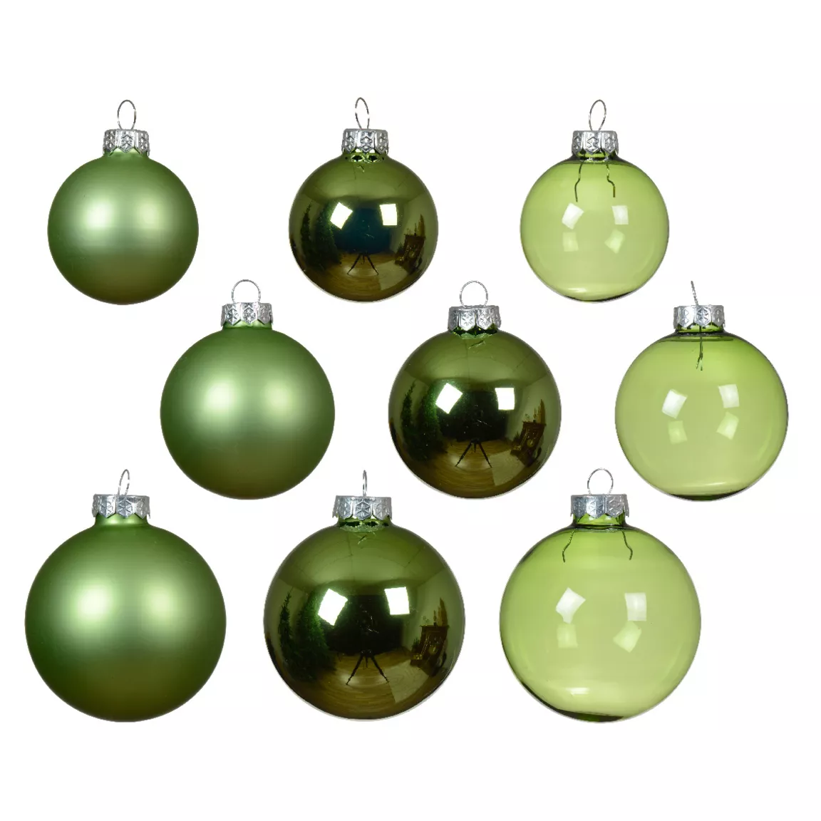 Lot de 21 boules de Noël en verre Assorties Cristal Thé vert