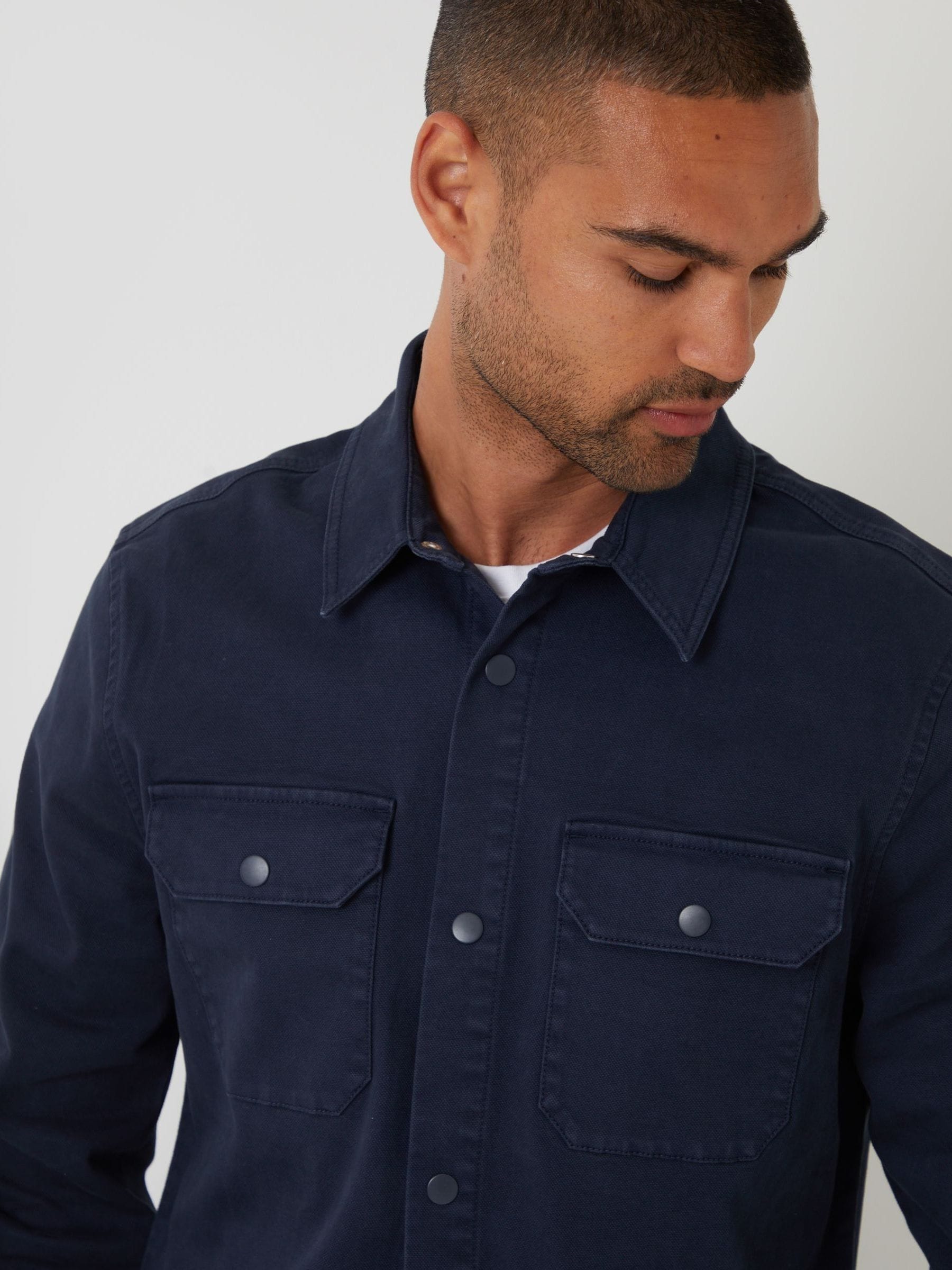 Marineblauw - Threadbare Snap Fastening Shacket