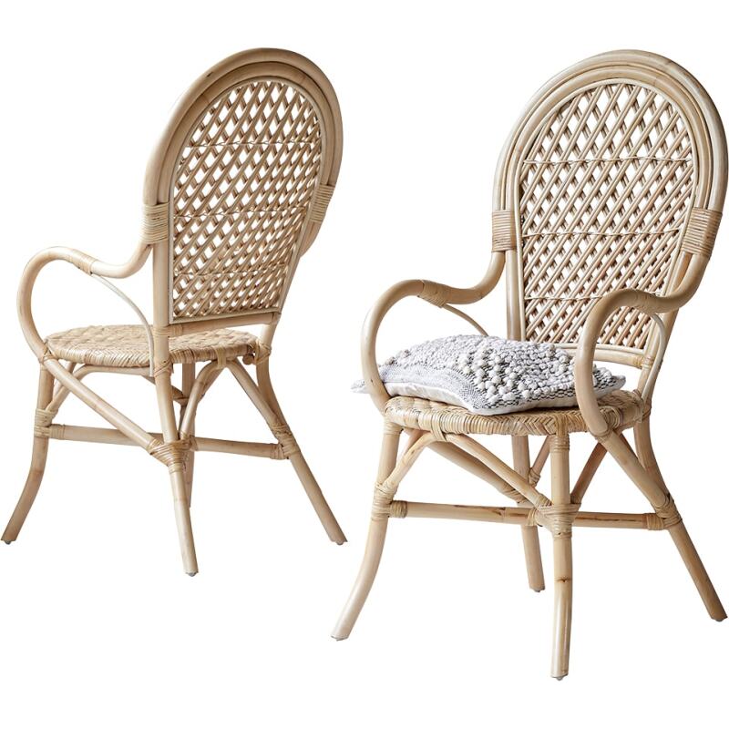 Lot de 2 Fauteuils en tiges de rotin Marius H 102 x L 52 x P 60 cm