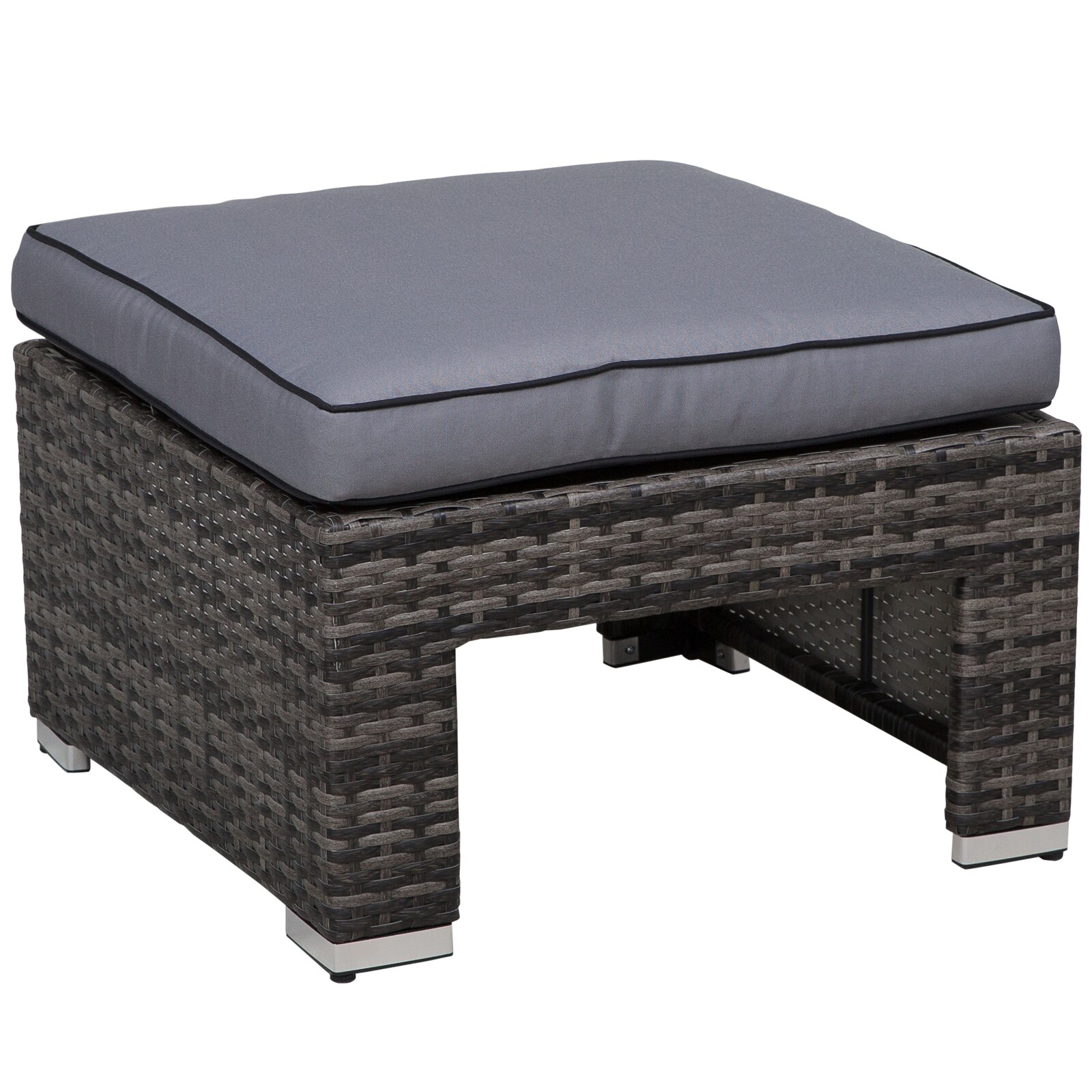 Outsunny Polyrattan Lounge-Set mit Sonnendach, Kissen und Beistelltisch grau