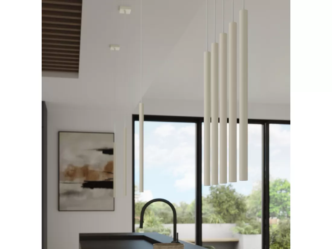 Applique Pastelo moderne en acier - 2 sources lumineuses - L.2,5 x H.50 cm - beige