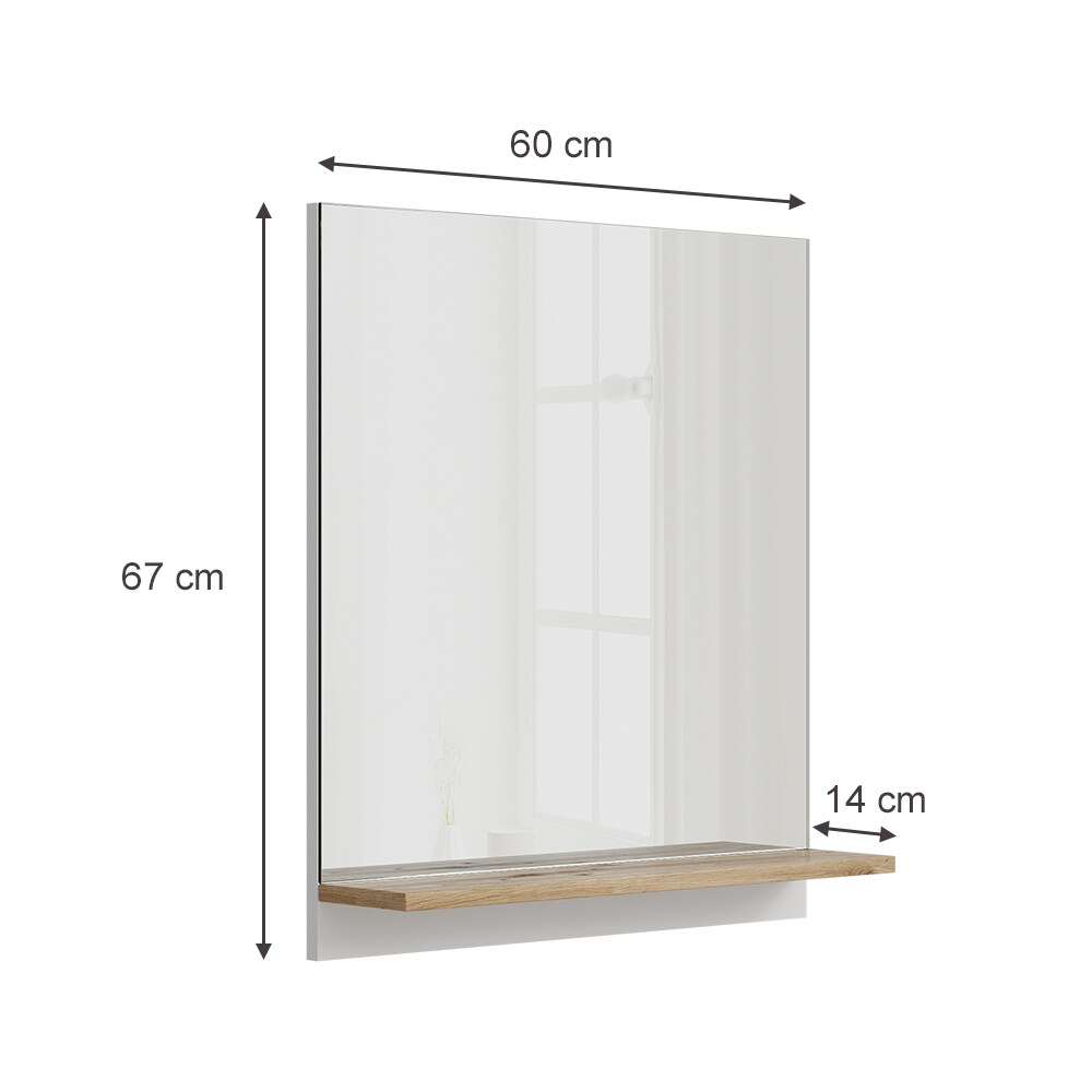 Vicco Badspiegel Marelle 60 x 67 cm modern Wandspiegel mit Ablage für Badezimmer