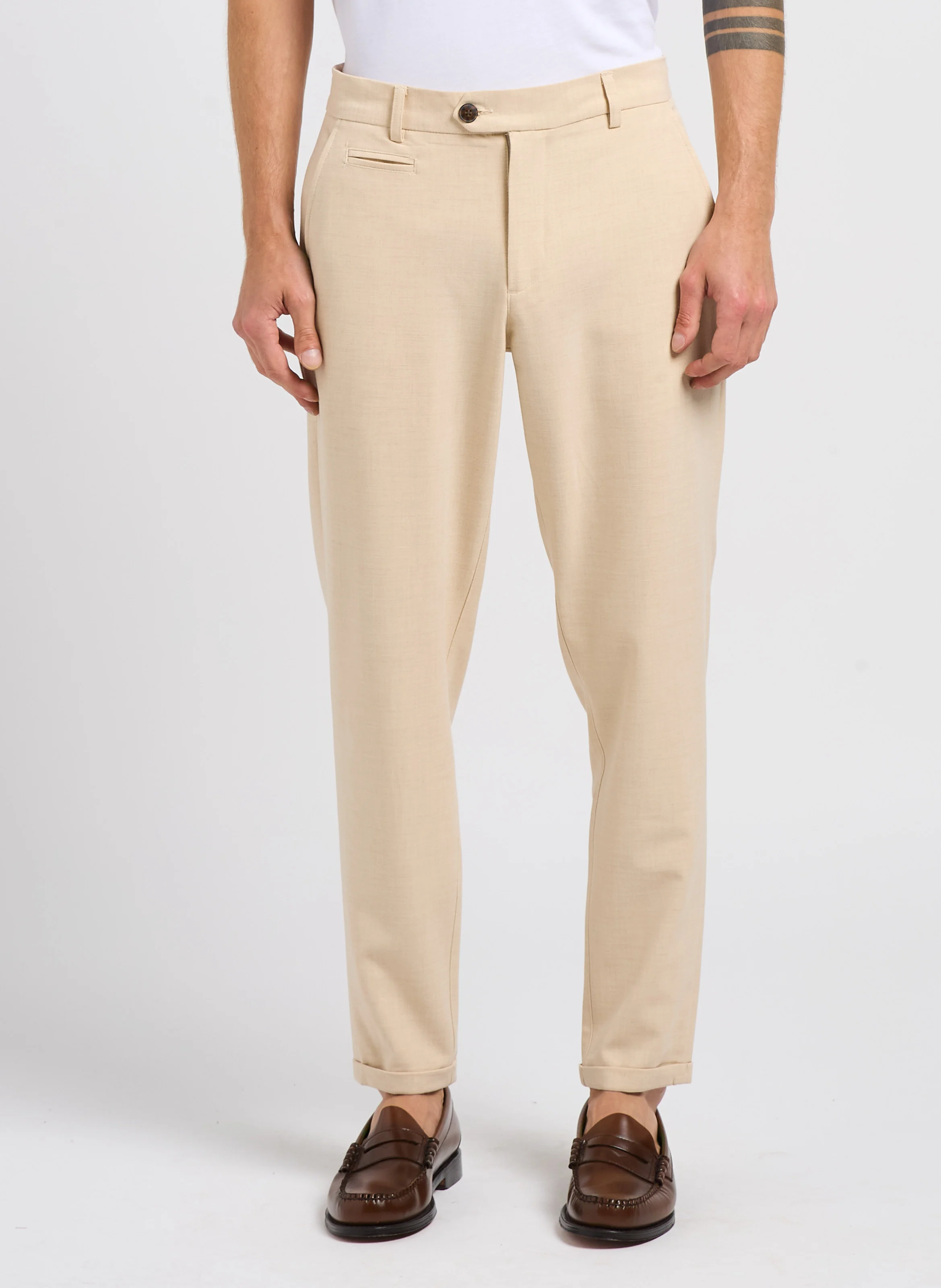 COMO - Pantalon de costume en fibres recyclées mélangées | Marron