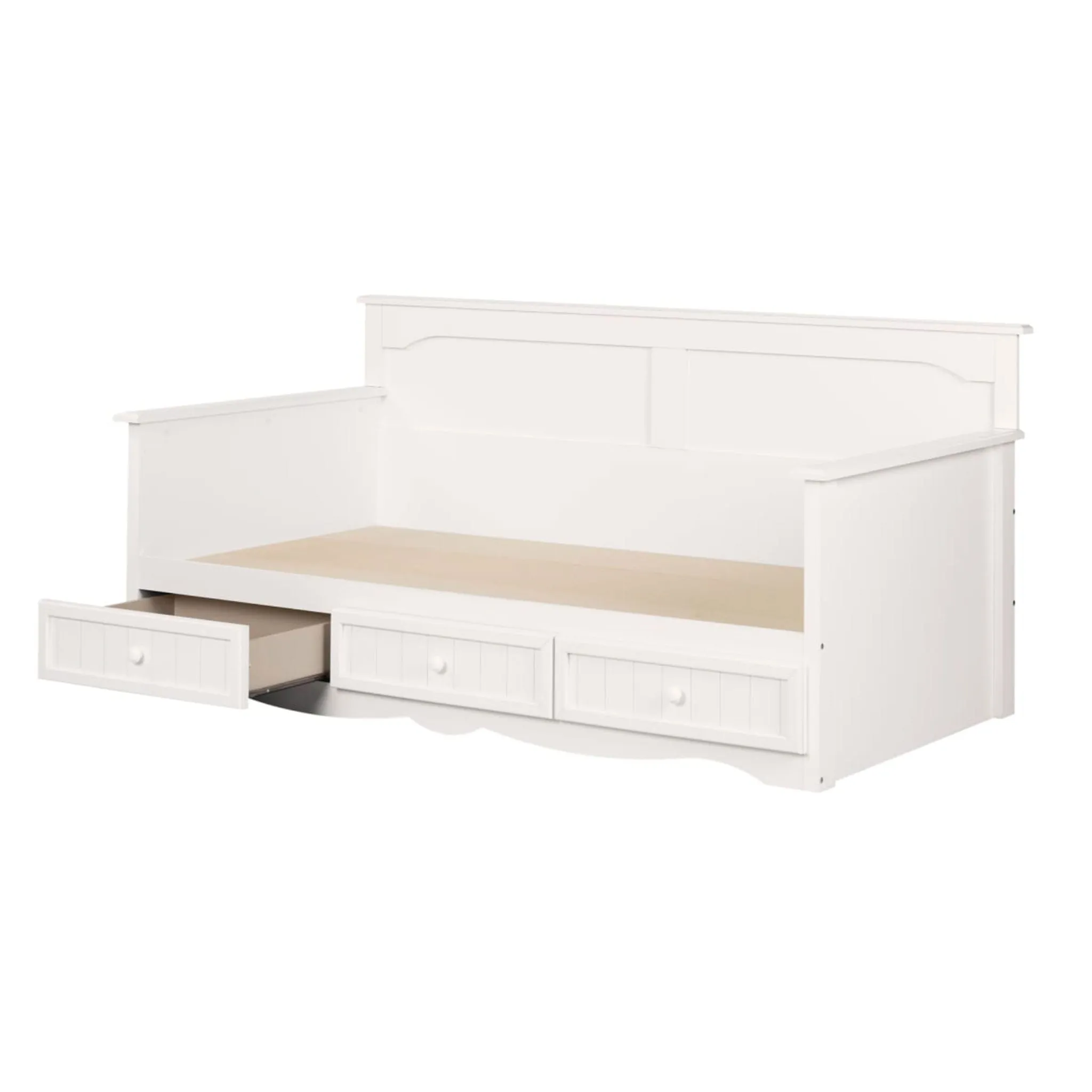 South Shore Savannah Lit de jour Simple avec 3 tiroirs de rangement - Blanc Solide