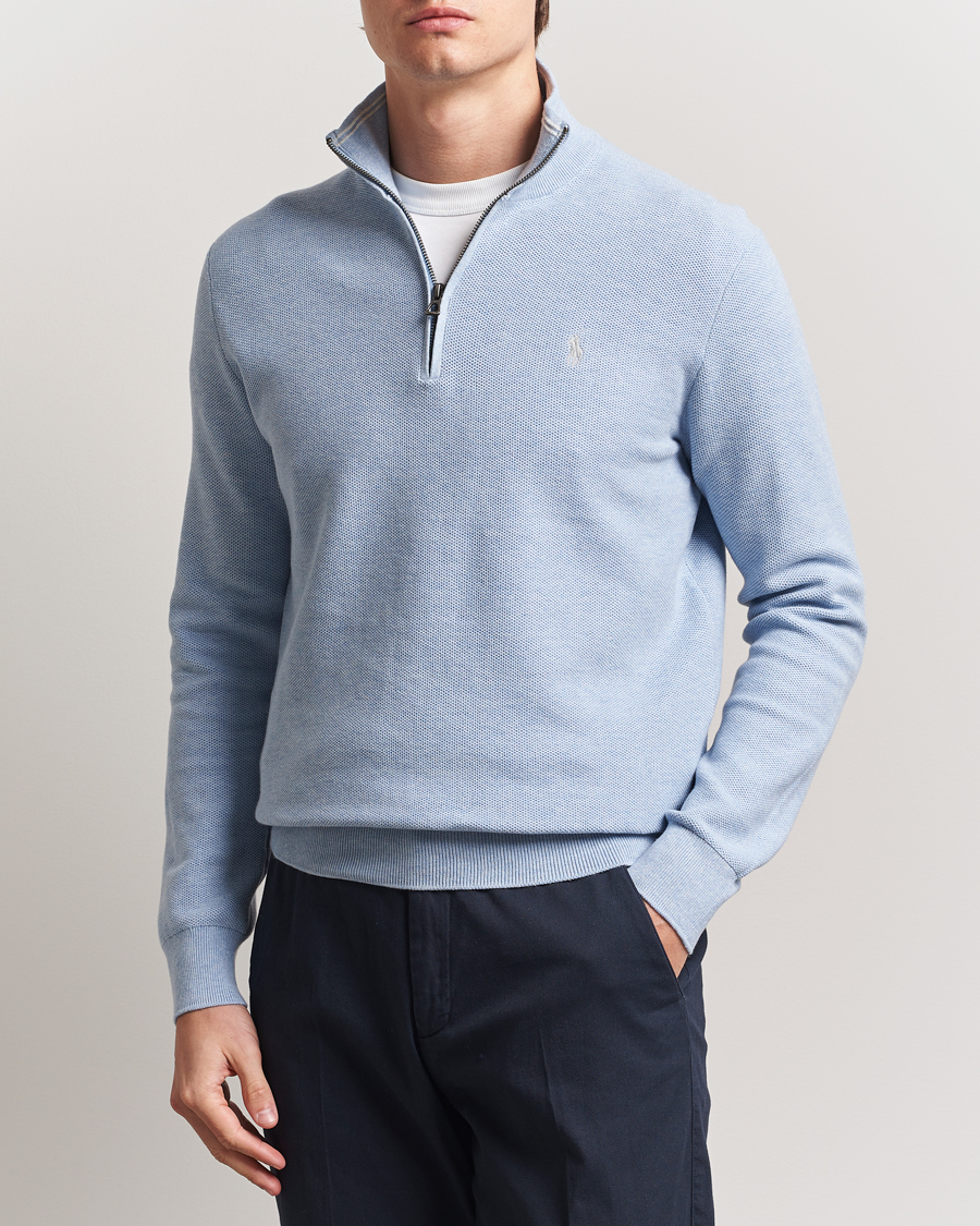 Polo Ralph Lauren Textured Half Zip Blue Hyacinth Heahter