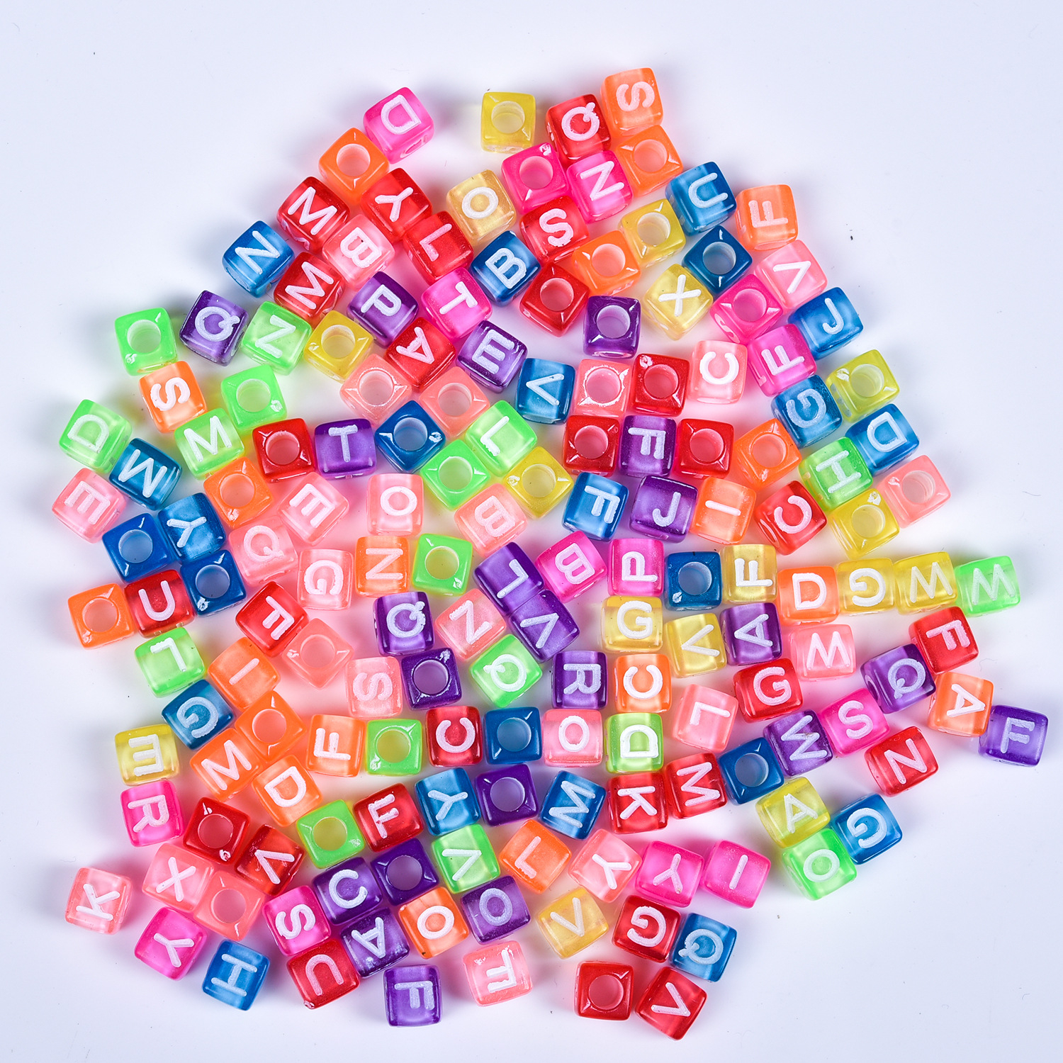 (1400er Set) 6mm Buchstaben Perlen DIY Cube Beads Freundschafts Armband Bastel Kette   0.8mm Nylon Faden