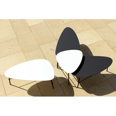 Table basse LAZY - L93 x P50 x H40 cm - pieds acier noir - plateau noir