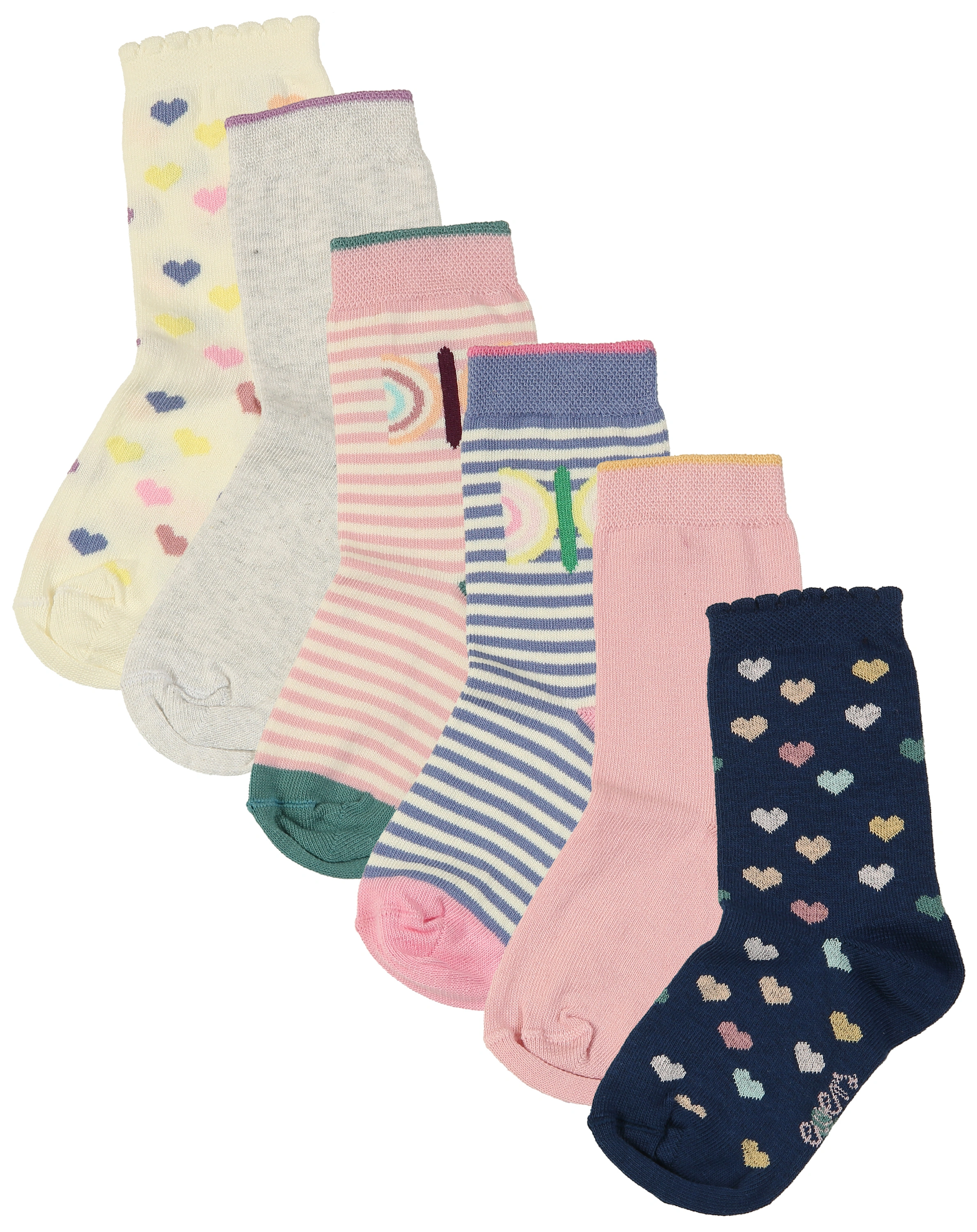 Socken HERZEN & SCHMETTERLINGE 6er-Pack in bunt