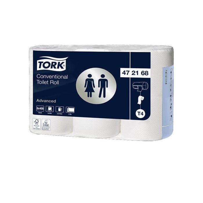 Tork Toiletpapier 472168 42rollen VOORDEELBUNDEL T4 Advanced 2 laags wit 400vel à 42 rol (472168)