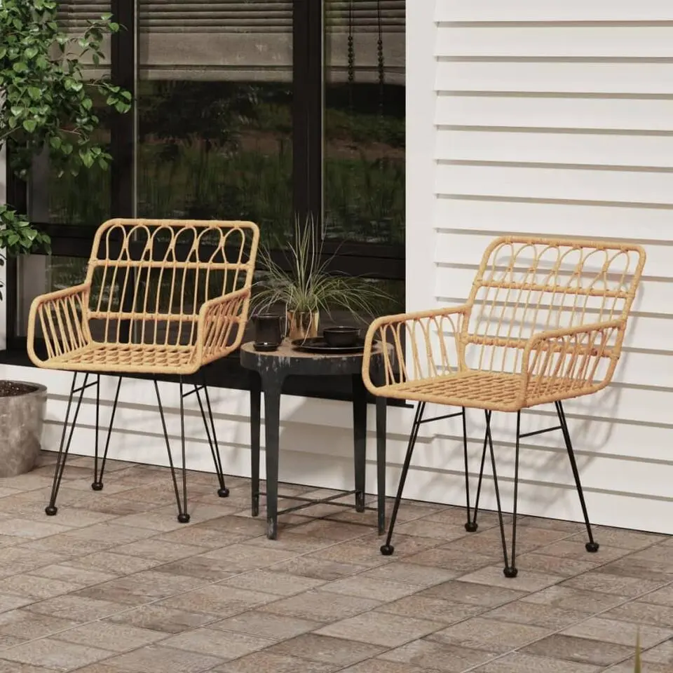 vidaXL - Tuinstoelen - Bruin - Staal - 2 stuks - Met armleuning - 56x64x80 cm