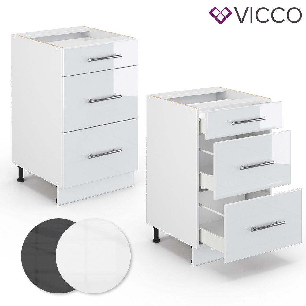 VICCO Schubunterschrank 50 cm Weiß Küchenzeile Unterschrank Fame