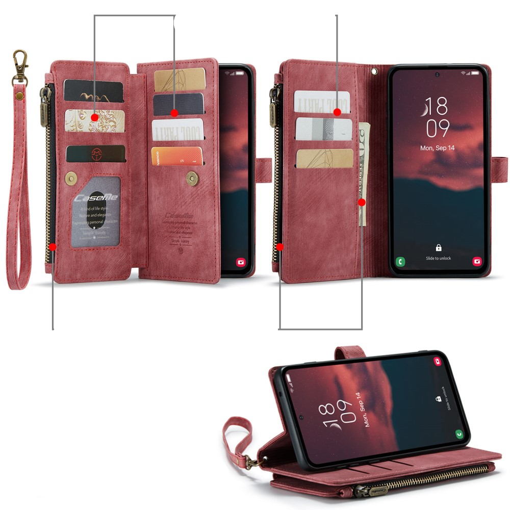 Samsung Galaxy A54 5G 2in1 Leder Tasche Karten Etui - Rot