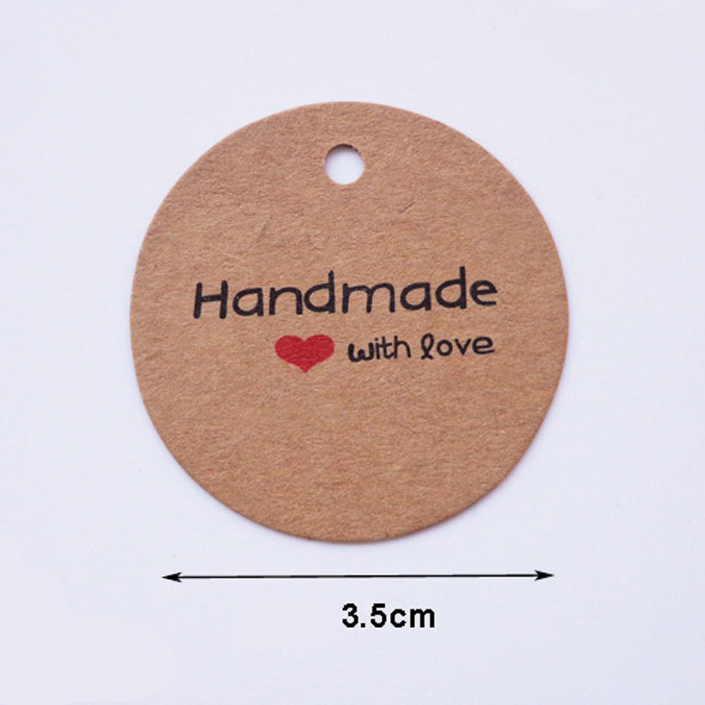(100er Set) 3.5x3.5cm Geschenk Anhänger Etiketten - Handmade