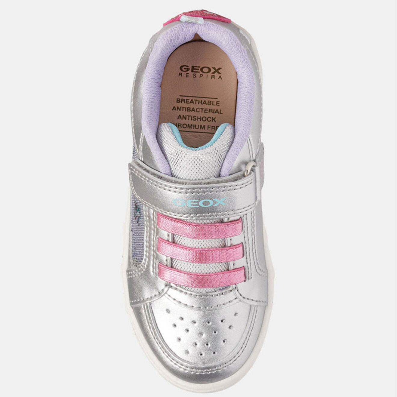 Geox Baskets Skylin à scratchs métallisé argentées
