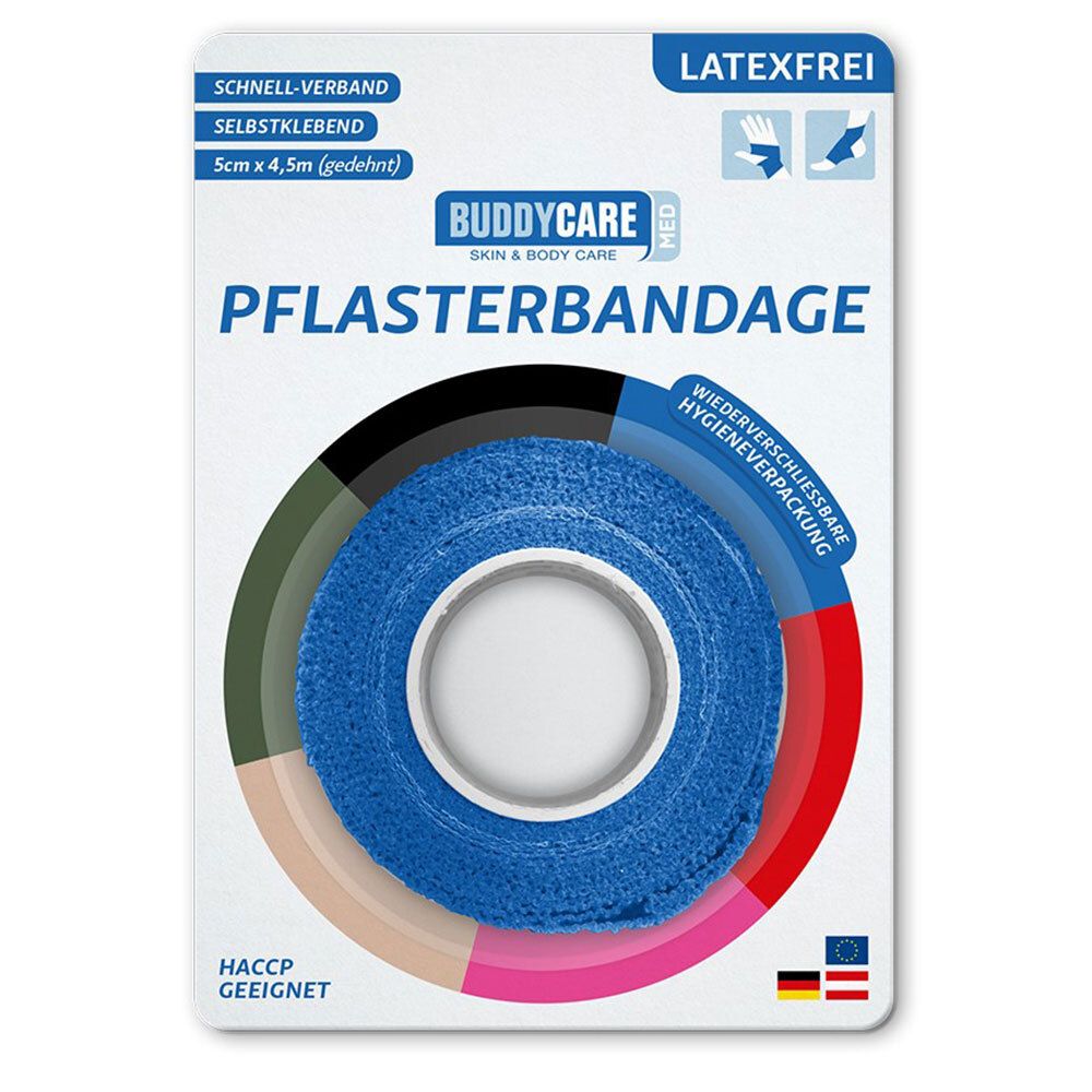 BUDDYCARE® MED Pflasterbandage BLAU 2,5cmx4,5m Latexfrei