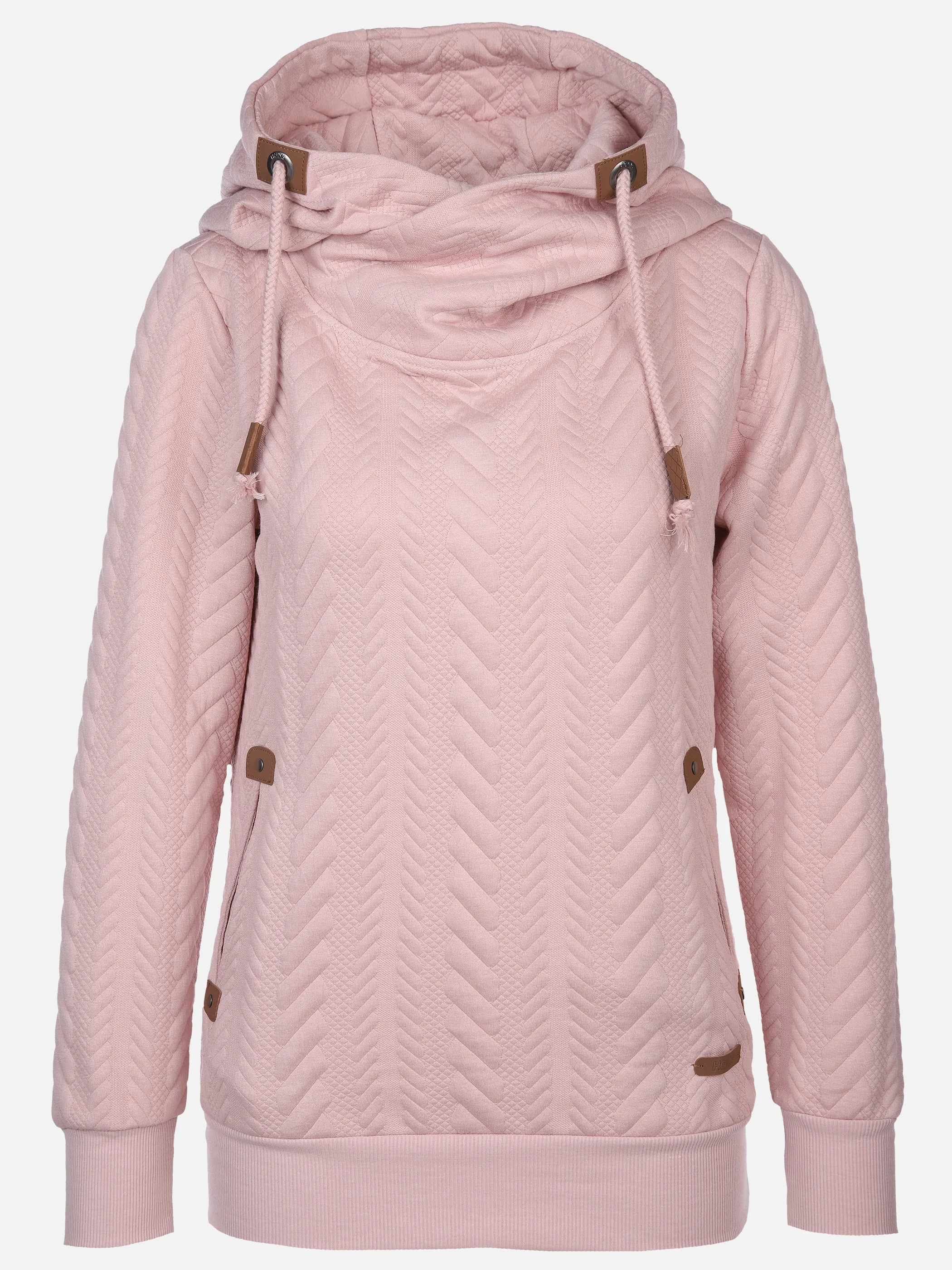 Damen Sweatshirt mit überlappendem Kragen und Kapuze