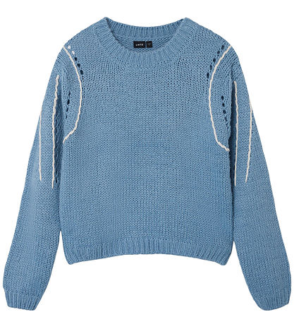 LMTD Bluse - Strick - NlfKarla - Ashley Blue m. Lochmuster