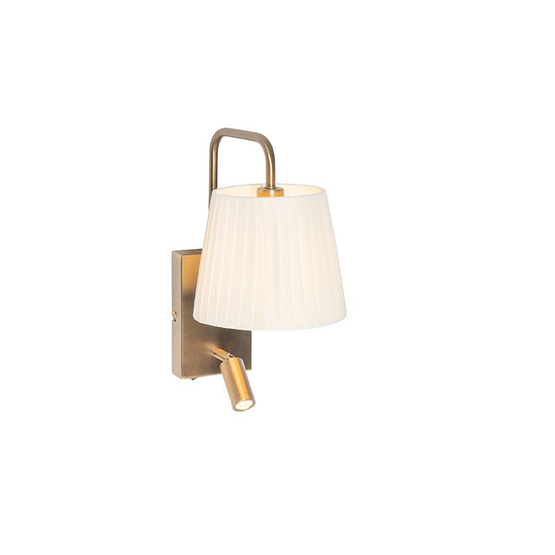 Moderne wandlamp wit en brons met leeslamp - Renier