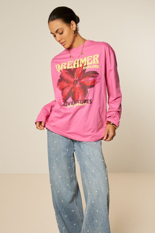 Roze T-shirt met lange mouwen 