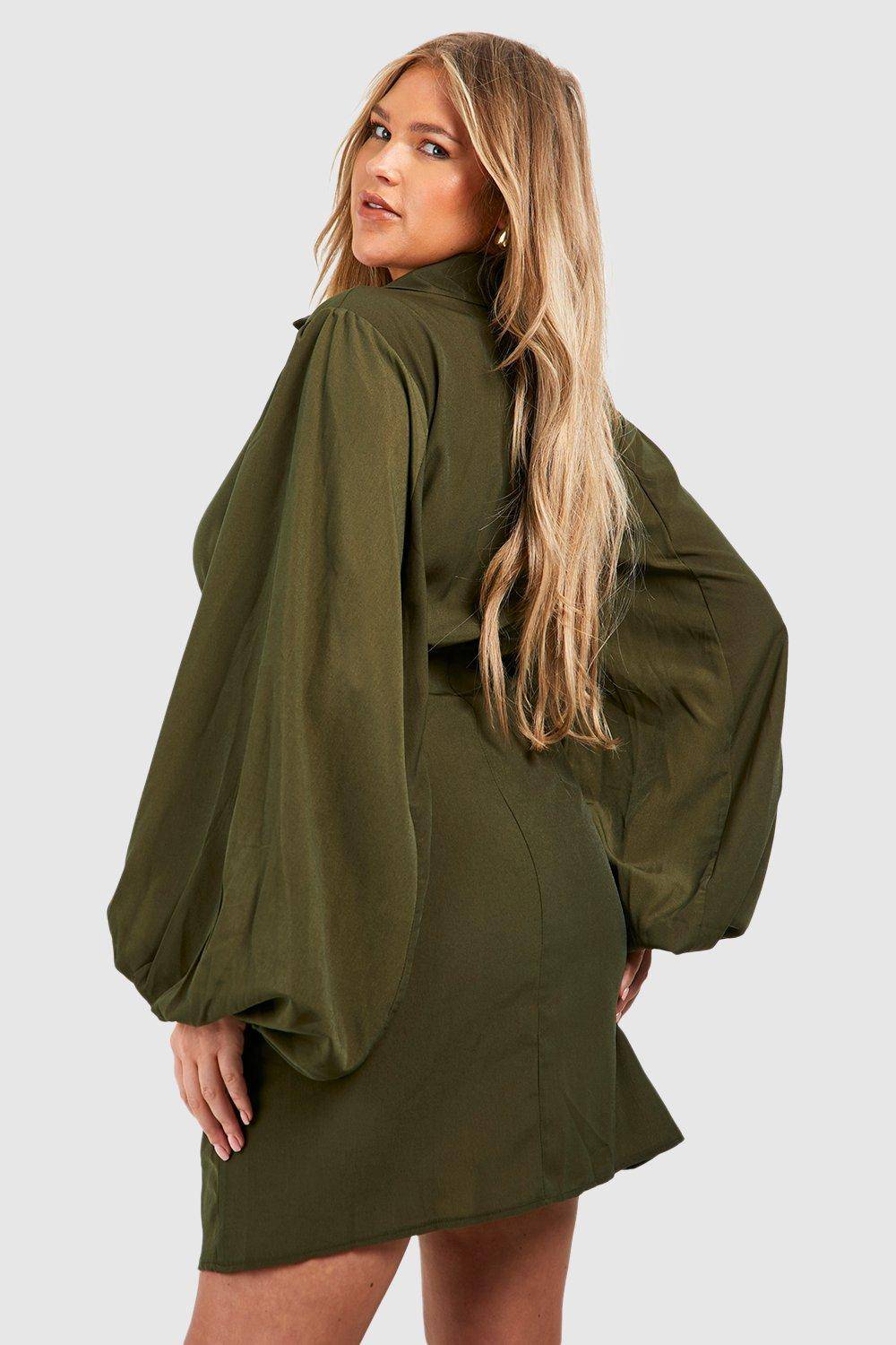boohoo Plus Robe Portefeuille à Manches Blouson