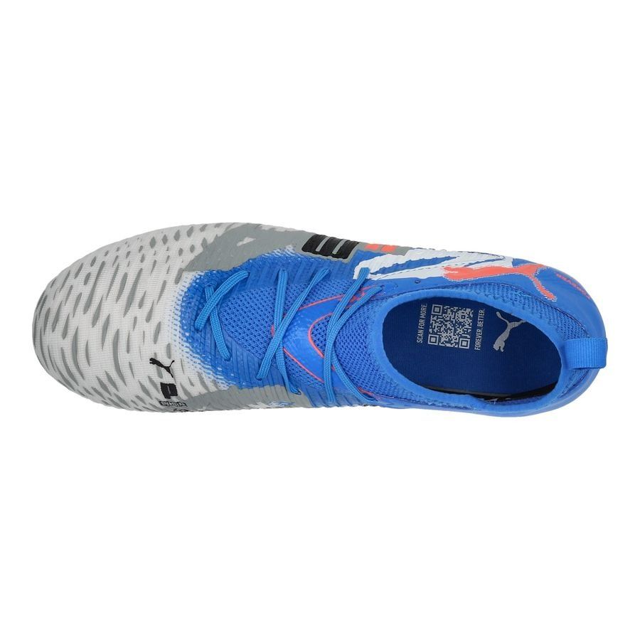 PUMA Future 8 Match FG/AG Forever - Blanc/Bleu/Gris/Noir/Glowing Red Enfant ÉDITION LIMITÉE