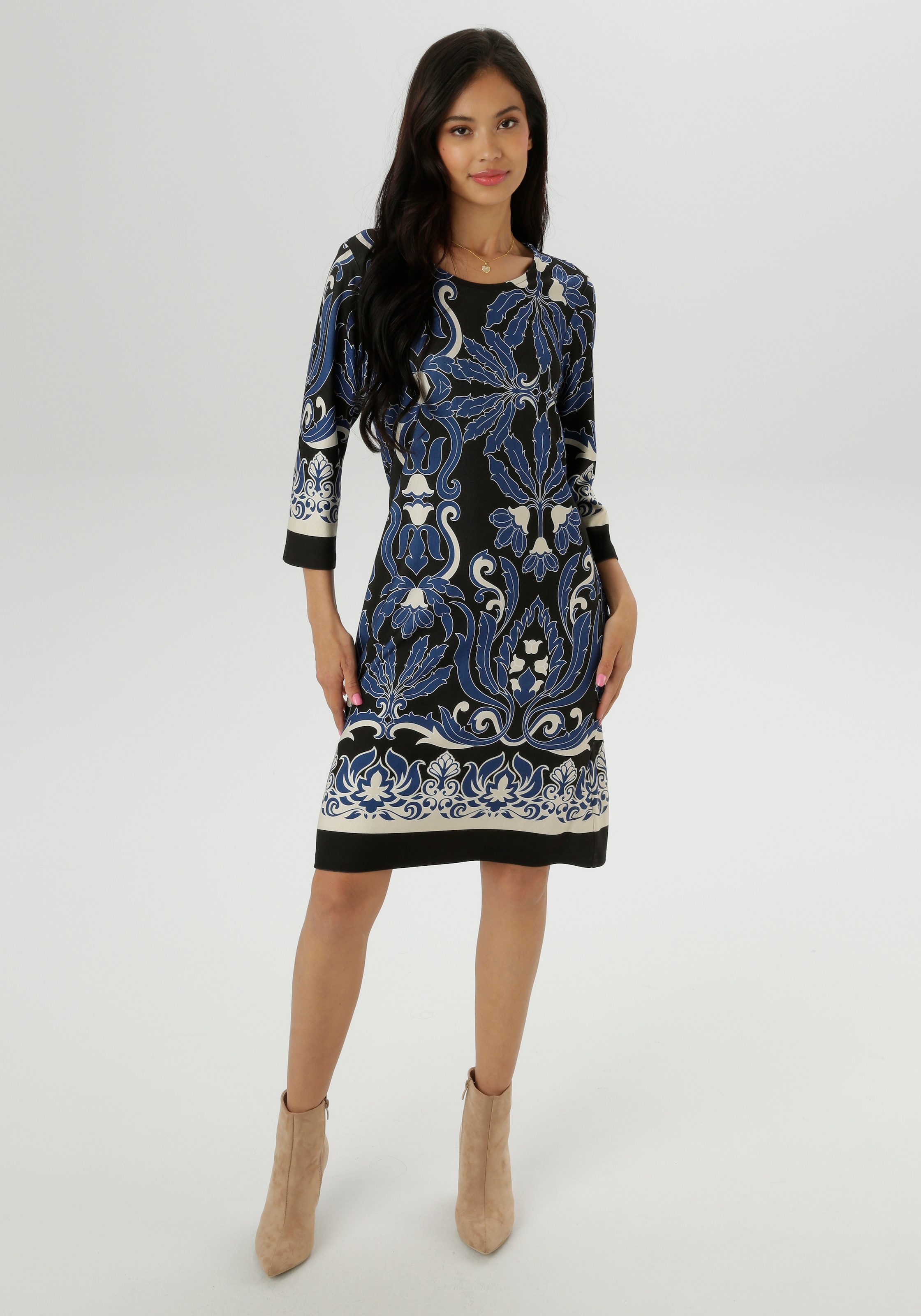 Aniston SELECTED Jerseykleid mit Ornamenten- und Rankendruck Allover - NEUE KOLLEKTION