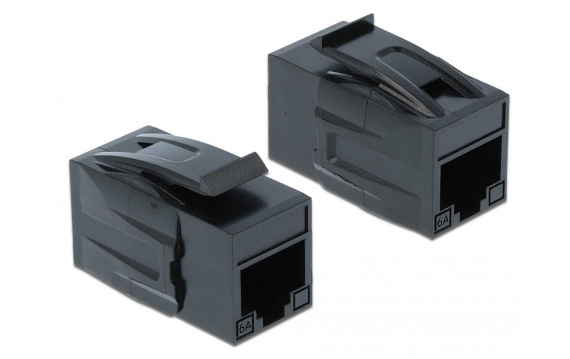 Keystone-Modul RJ-45 - RJ-45, Cat.6A, UTP SchwarzDelock Keystone Modul RJ45 Buchse > RJ45 Buchse Cat.6A UTP schwarz