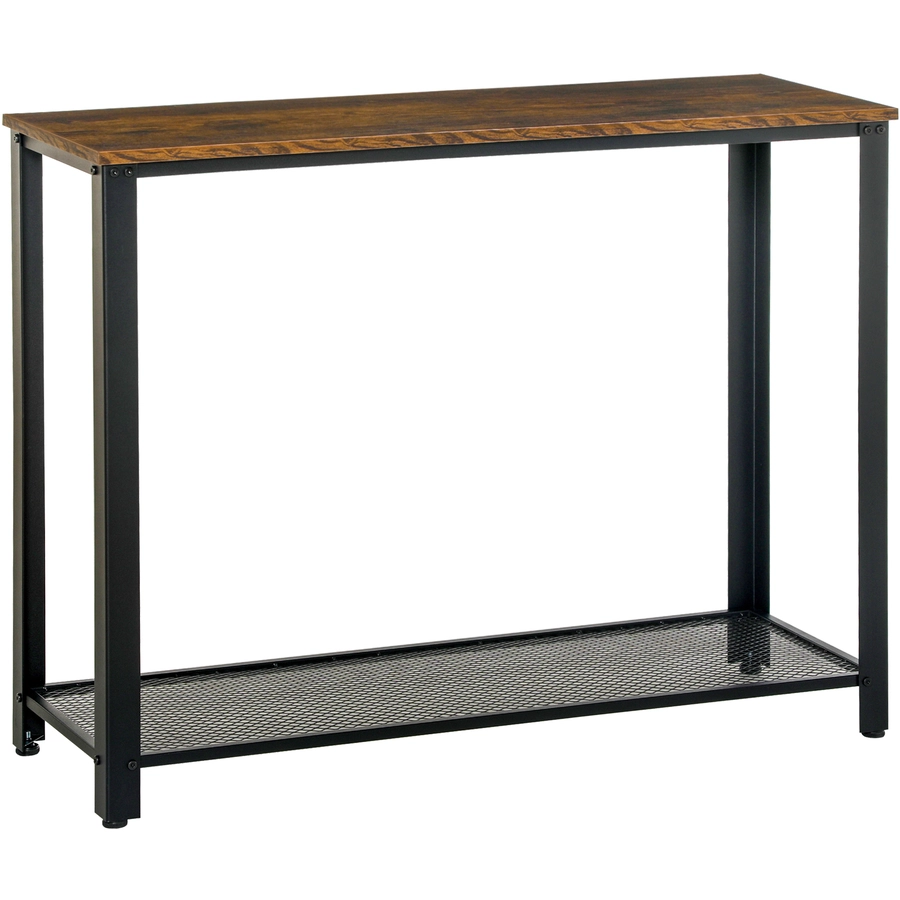 HOMCOM Konsolentisch mit Gitterablage braun, schwarz