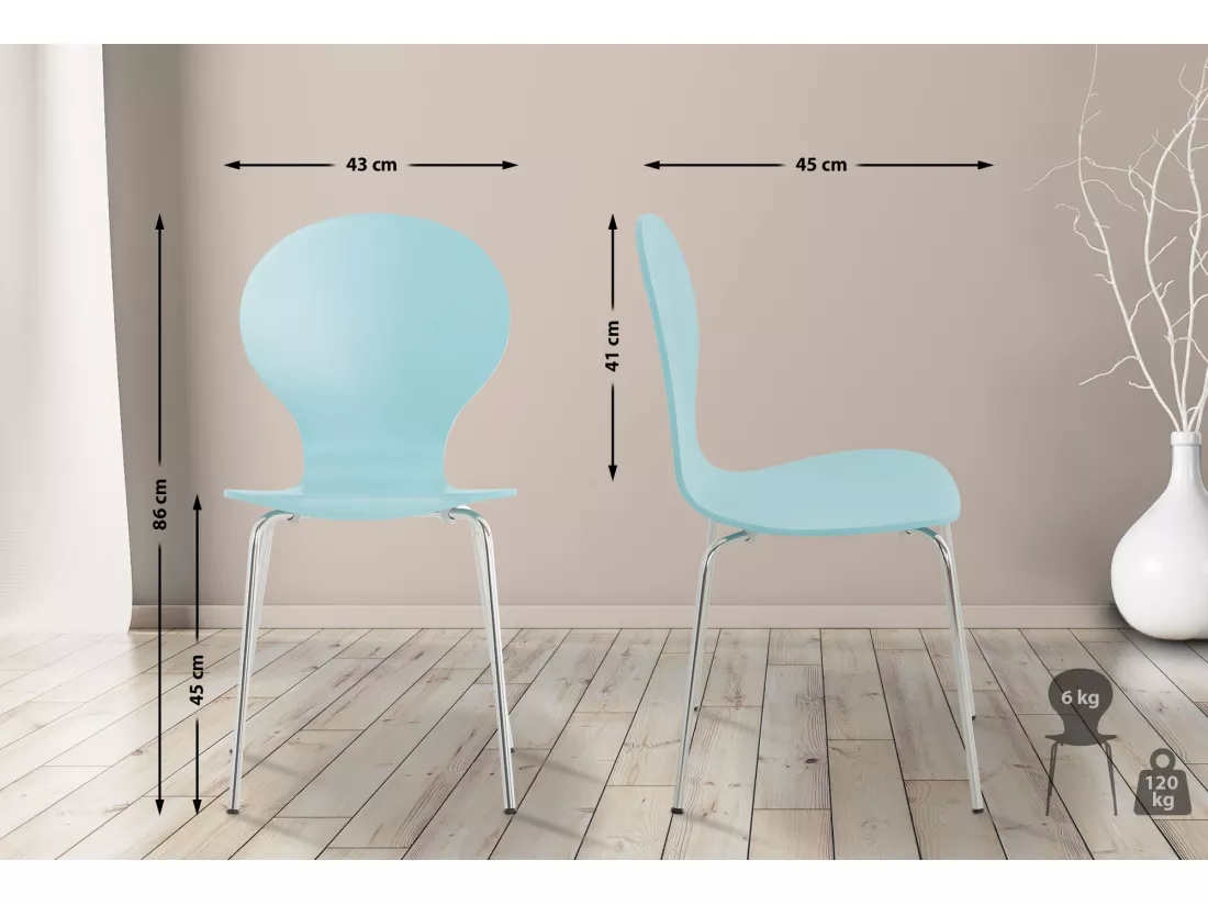 Lot de 2 Chaise de conférence - Bois - Bleu clair - DIEGO