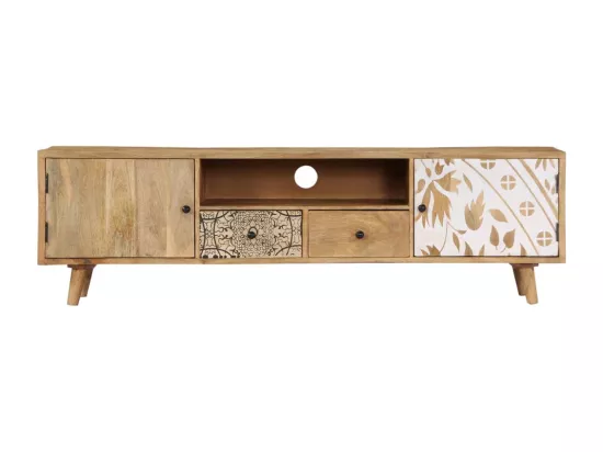 Meuble TV 140x30x40 cm Bois de manguier massif