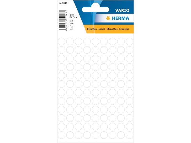 Herma Stickers Klebepunkte Vario Ø 8 mm, Weiss Markierungspunkte Sticker