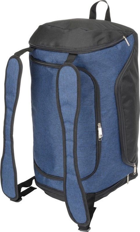 Blauw/zwarte sporttas/weekendtas/rugtas 55 cm - 45 liter - Fitness/sporttassen - Weekendtassen/reistassen