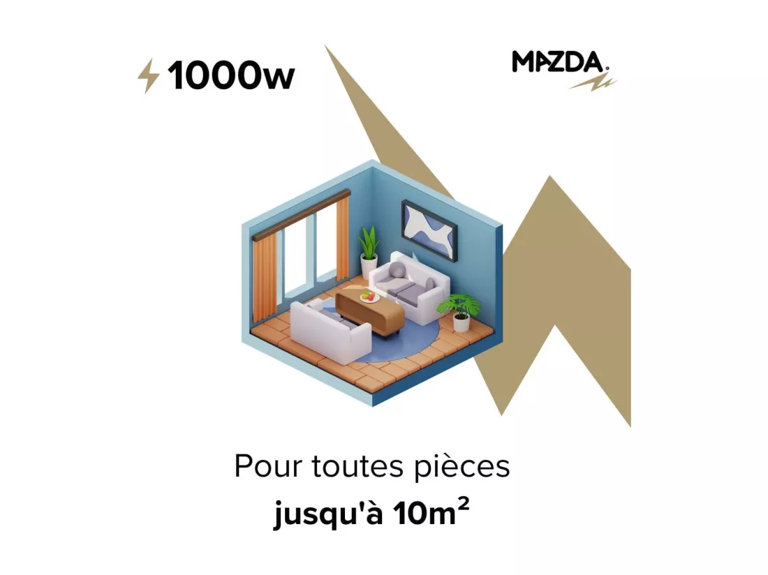 Chauffage pierre naturelle inertie sèche - 1000W - incurvé - Mazda