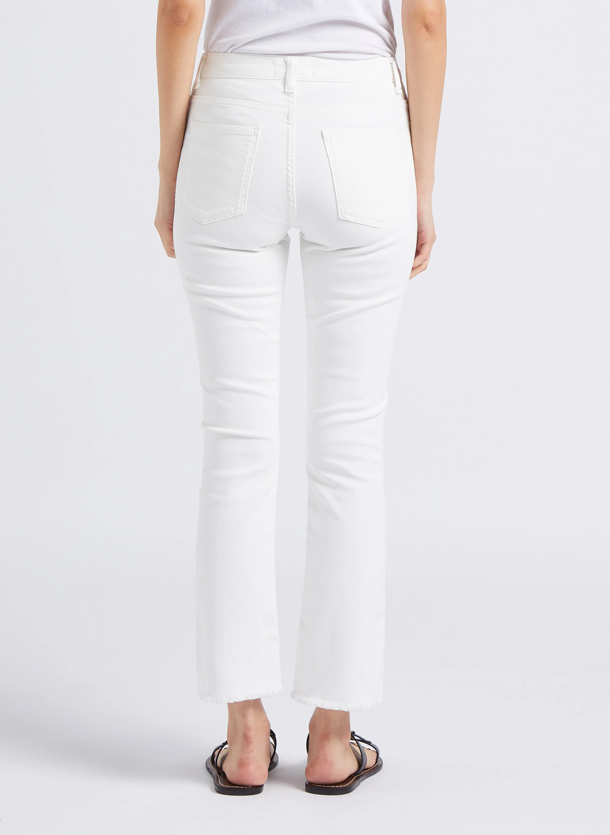 Jean bootcut cropped en coton | Blanc