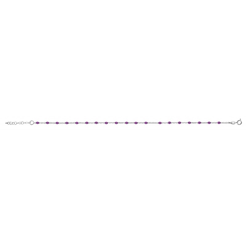 Chaine de cheville argent - Olives violettes