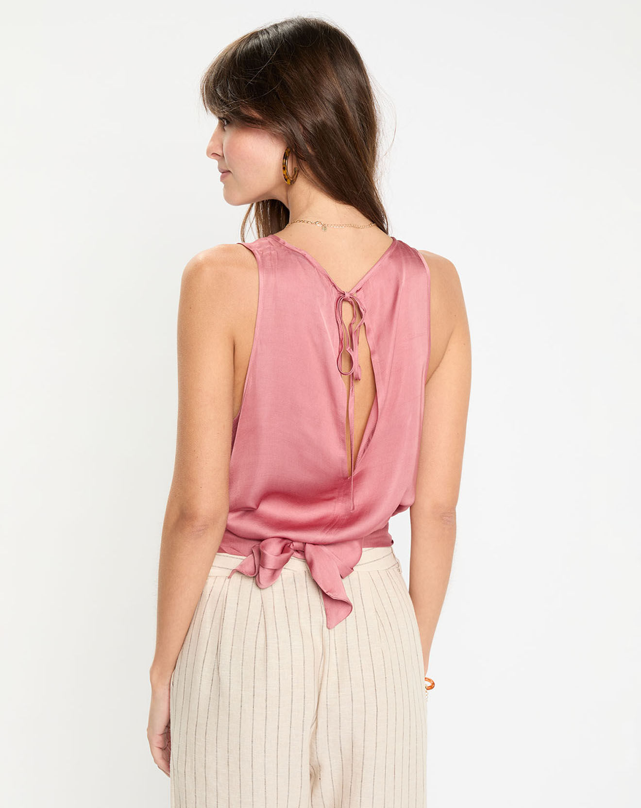 Lauren Vidal Top satiné Soon rose