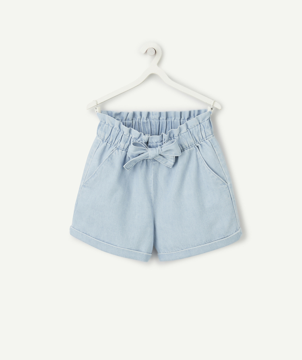 short fille en denim low impact avec noeud