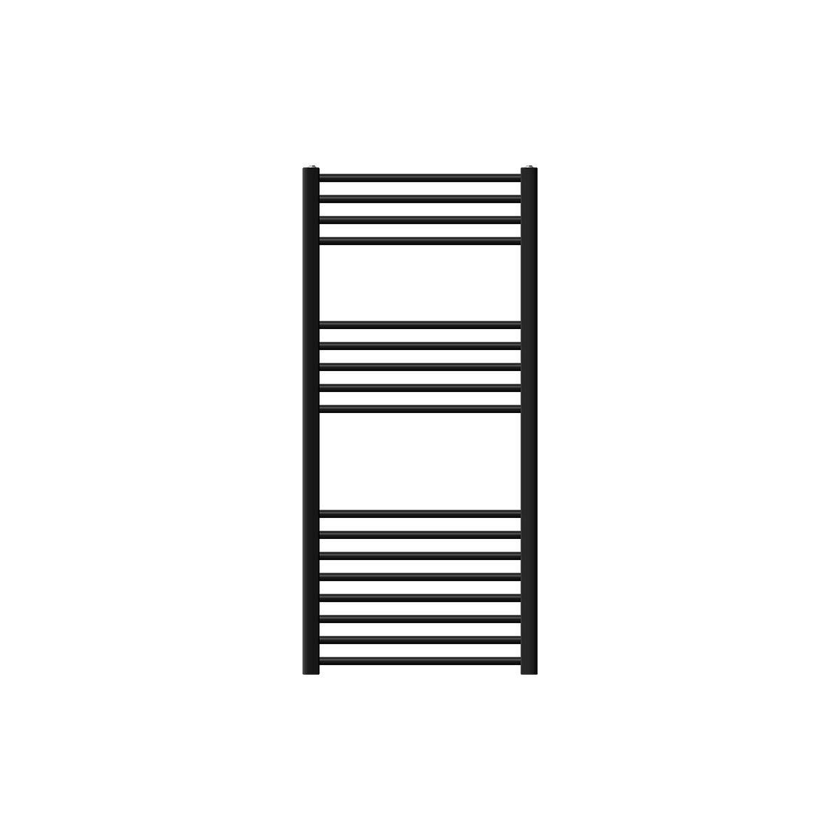 LuxeBath Sahara badkamerradiator, 600x1200 mm, mat zwart, gebogen, met zijaansluiting, designradiator, handdoekwarmer, handdoekdroger, handdoekradiator, badkamerverwarming