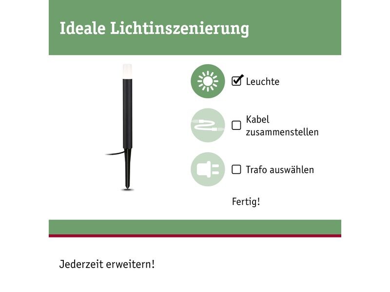 Paulmann Sockelleuchte Plug & Shine Flarea 40 cm 3000 K, Er 24 V Pollerleuchte für das Plug & Shine System