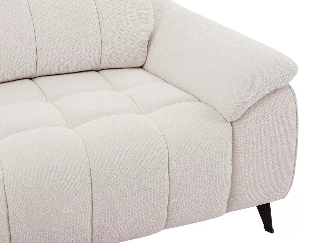 Canapé d'angle gauche relax électrique en tissu texturé beige CELTIMO