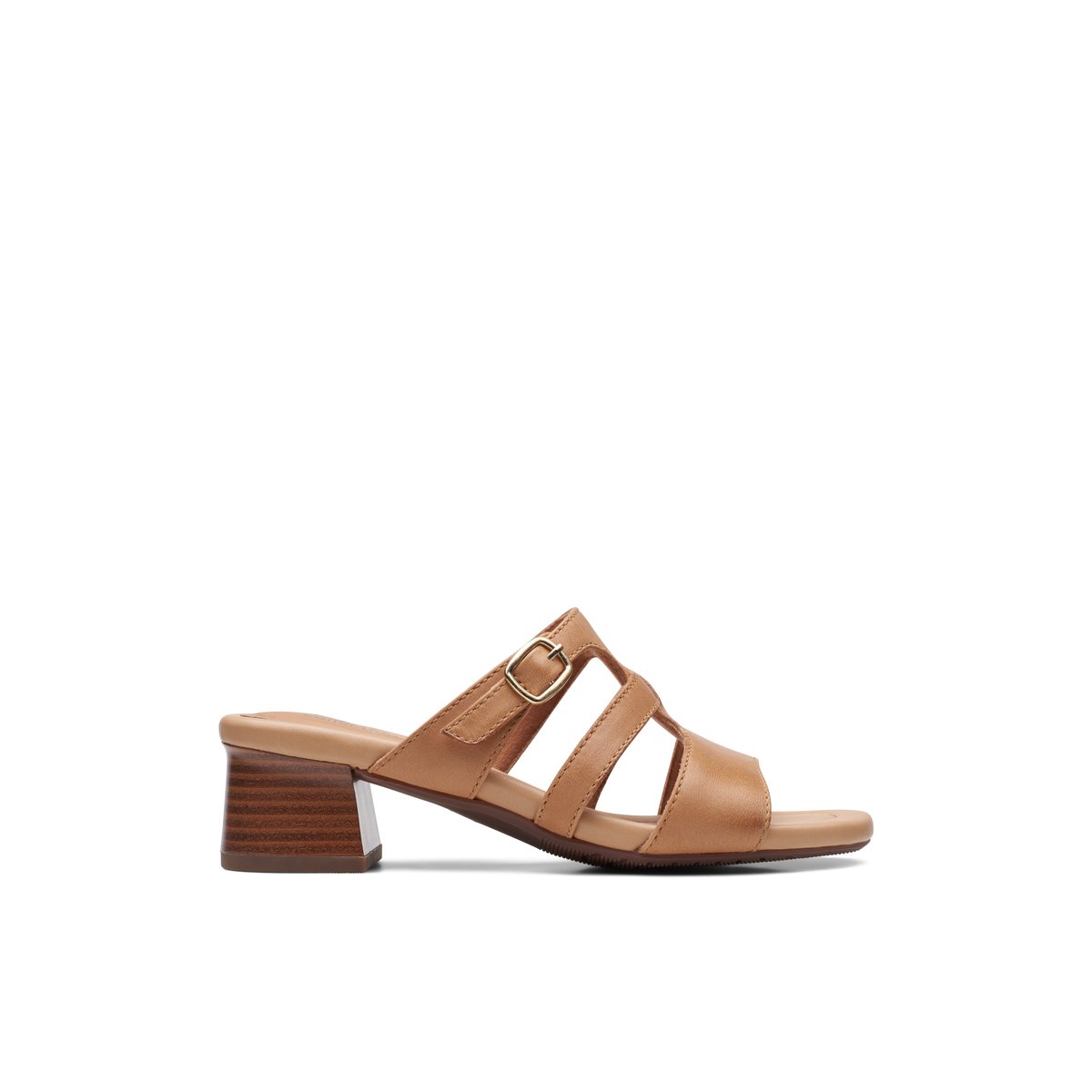 CLARKS-Desirae_palm-Mules Sandales - Talon Bloc - Marron Clair