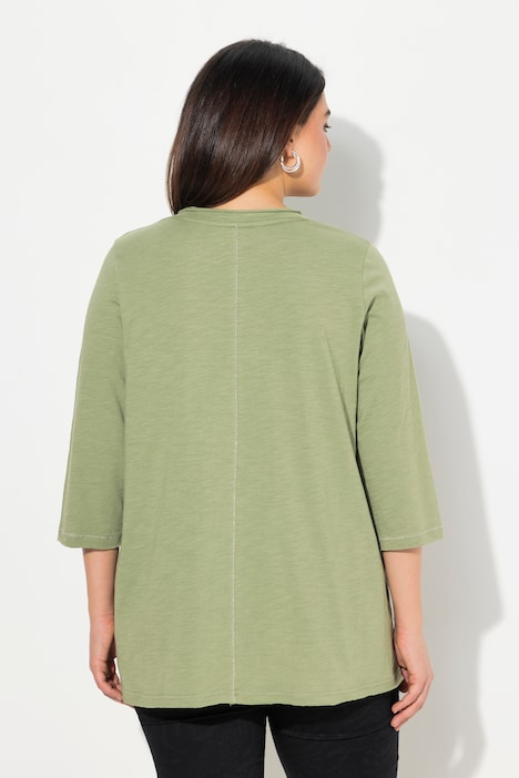 Shirt, Metallic-Nähte, V-Ausschnitt, 3/4-Arm