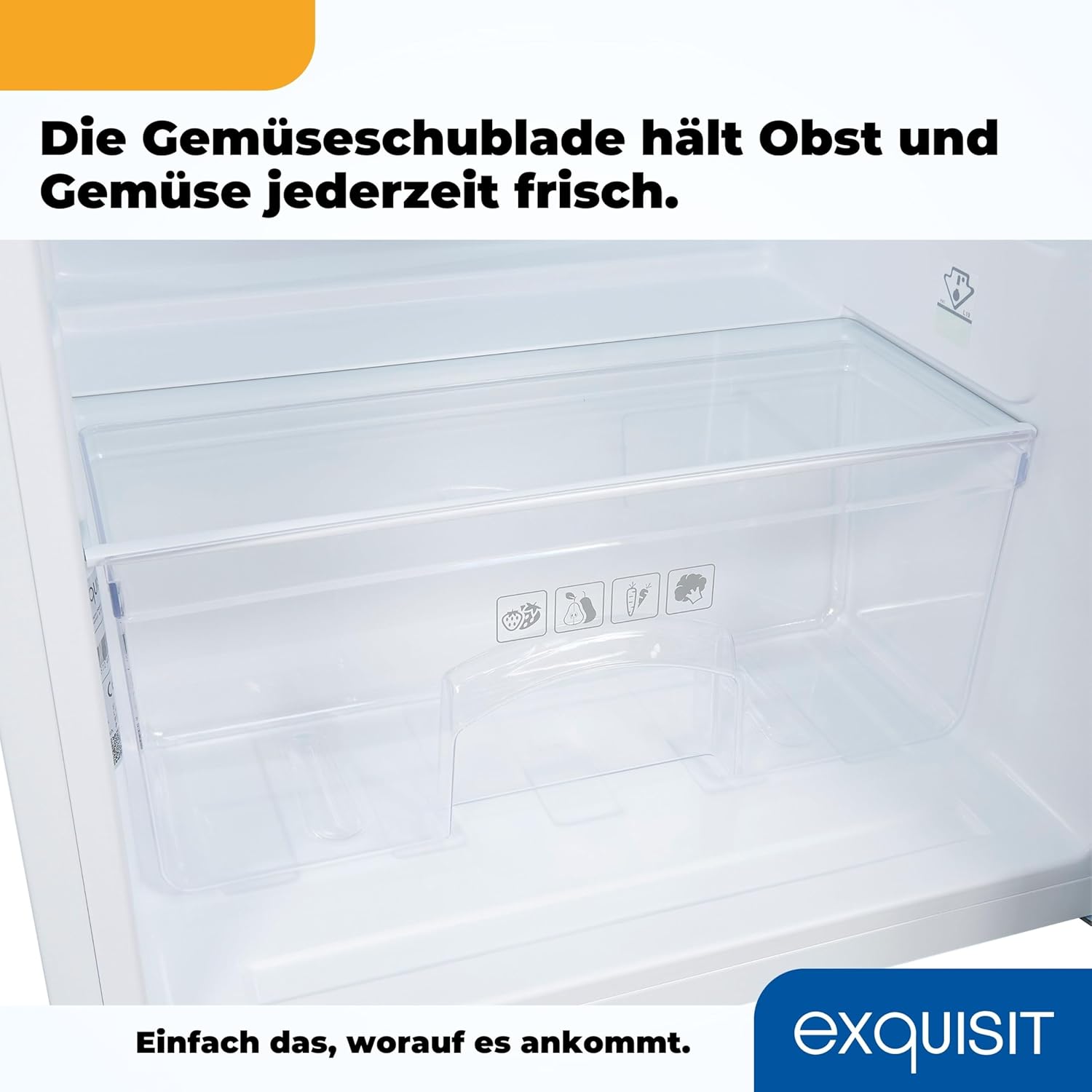 Exquisit Kühlschrank KS16-V-040E weiss | insgesamt 127 l Volumen | Weiß | Freistehend | Kühlen | Glasablagen und Gemüsefach | Türanschlag wechselbar