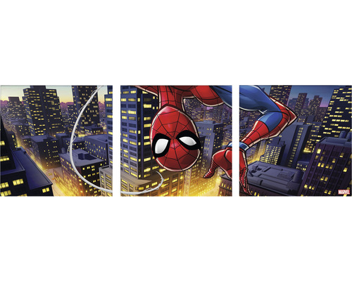 Canvas schilderij Spiderman ondersteboven set van 3 3x 30x30 cm