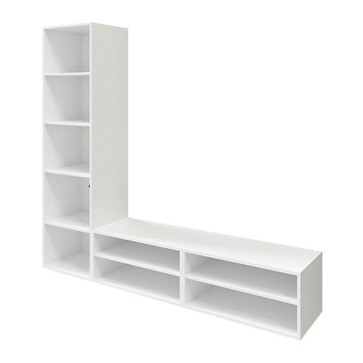 Meuble TV blanc 1 porte 2 tiroirs GoodHome Atomia H. 187,5 x L. 200 x P. 47 cm