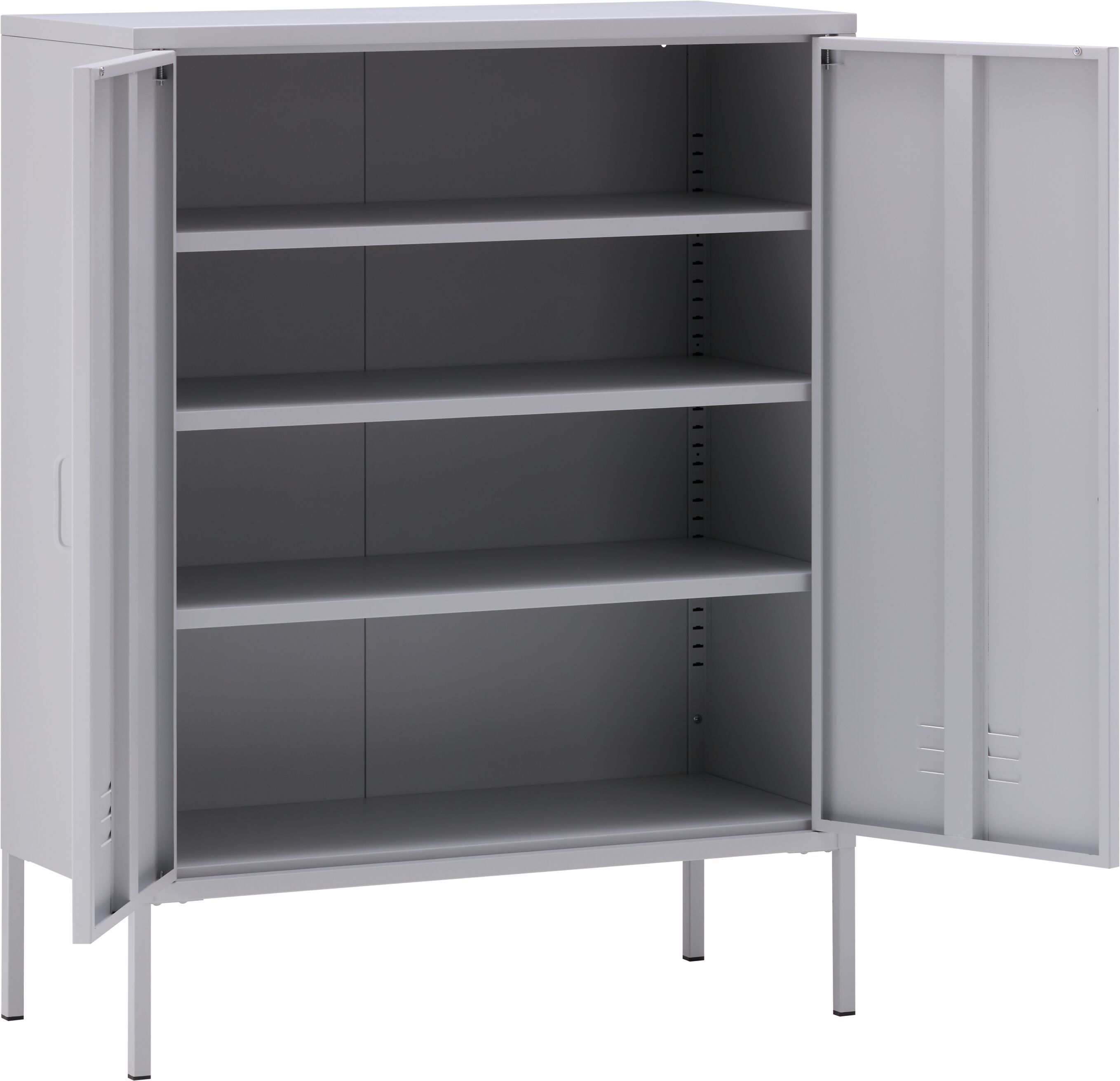 MIKO Kommode Metall lichtgrau85x40x110cm - Hellgrau / B: 85.0 cm x T: 40.0 cm x H: 110.0 cm
